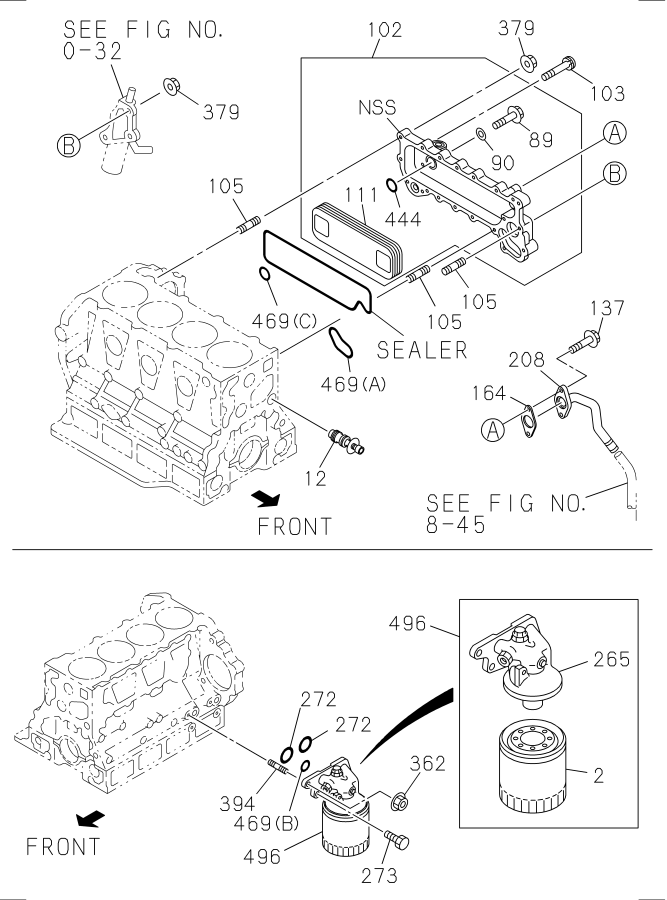 Diagram OIL COOLER AND OIL FILTER for your 1996 Isuzu