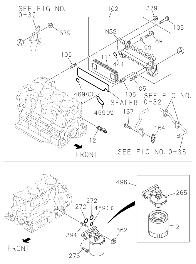 Diagram OIL COOLER AND OIL FILTER for your 2008 Isuzu NPR-HD   