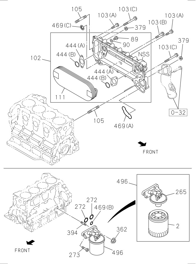 Diagram OIL COOLER AND OIL FILTER for your 2022 Isuzu NPR-XD   