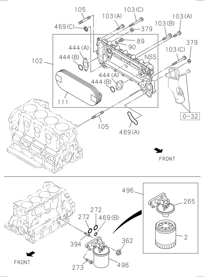 Diagram OIL COOLER AND OIL FILTER for your Isuzu