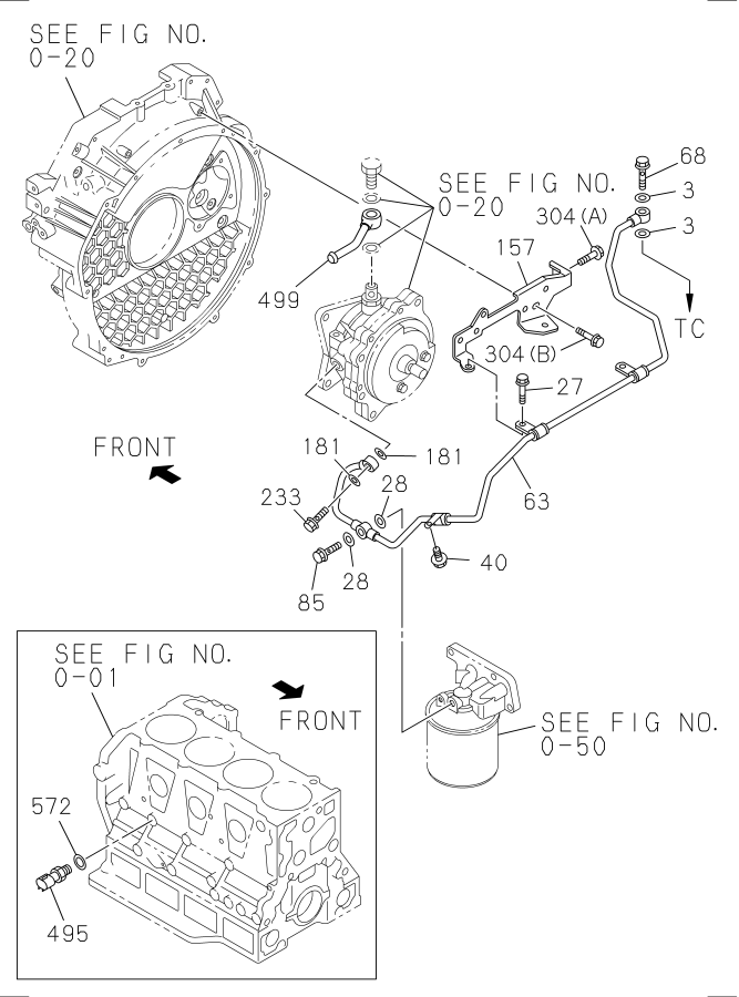 Diagram OIL AND VACUUM PIPING; ENGINE for your 2008 Isuzu NPR   