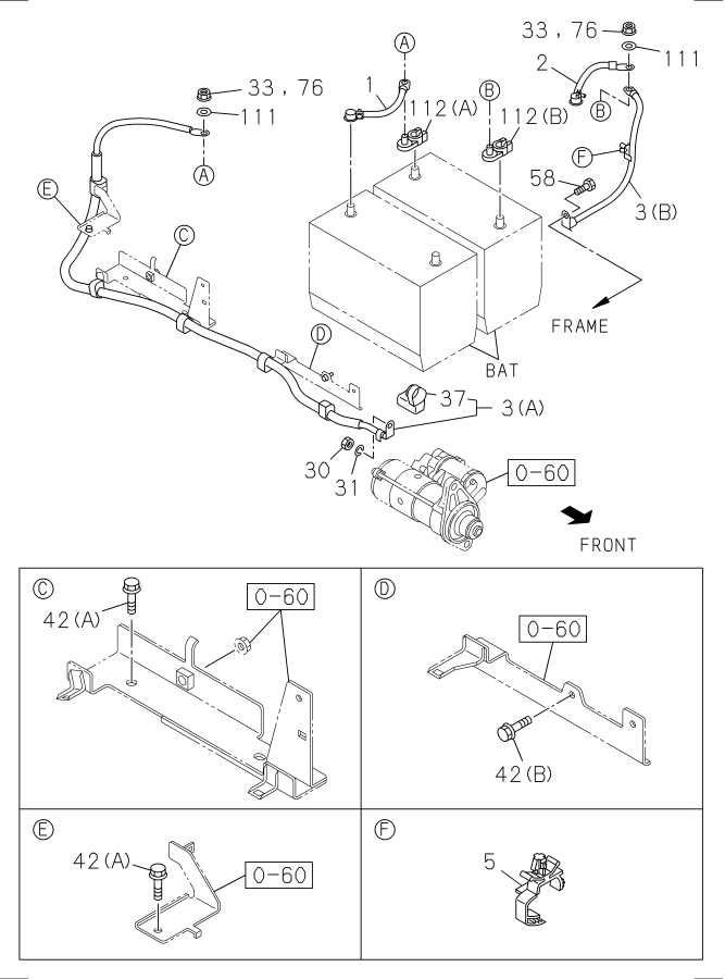 Diagram BATTERY AND ENGINE ELECTRICAL PARTS for your Isuzu