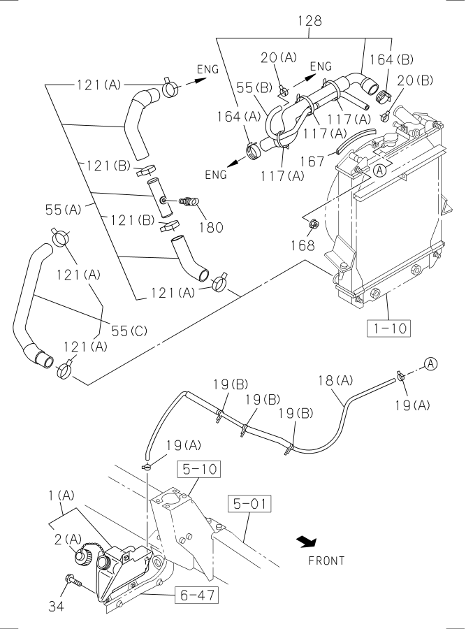 Diagram RADIATOR HOSE AND SUB TANK for your Isuzu