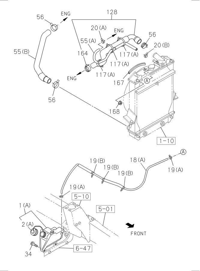 Diagram RADIATOR HOSE AND SUB TANK for your Isuzu