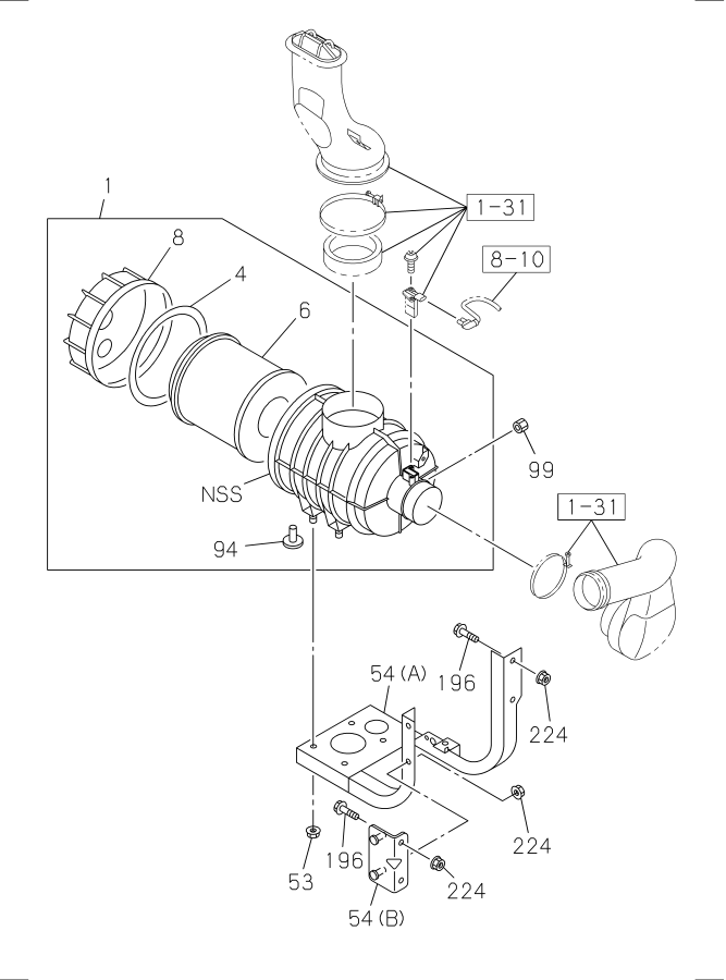 Diagram AIR CLEANER for your 2005 Isuzu NRR SINGLE CAB AND MIDDLE CHASSIS  