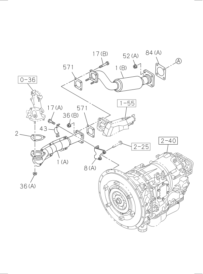 Diagram EXHAUST PIPE AND SILENCER for your Isuzu