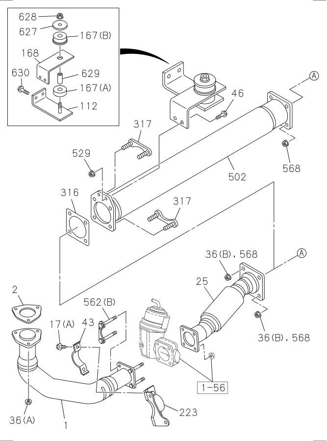 Diagram EXHAUST PIPE AND SILENCER for your 2023 Isuzu NPR-XD   