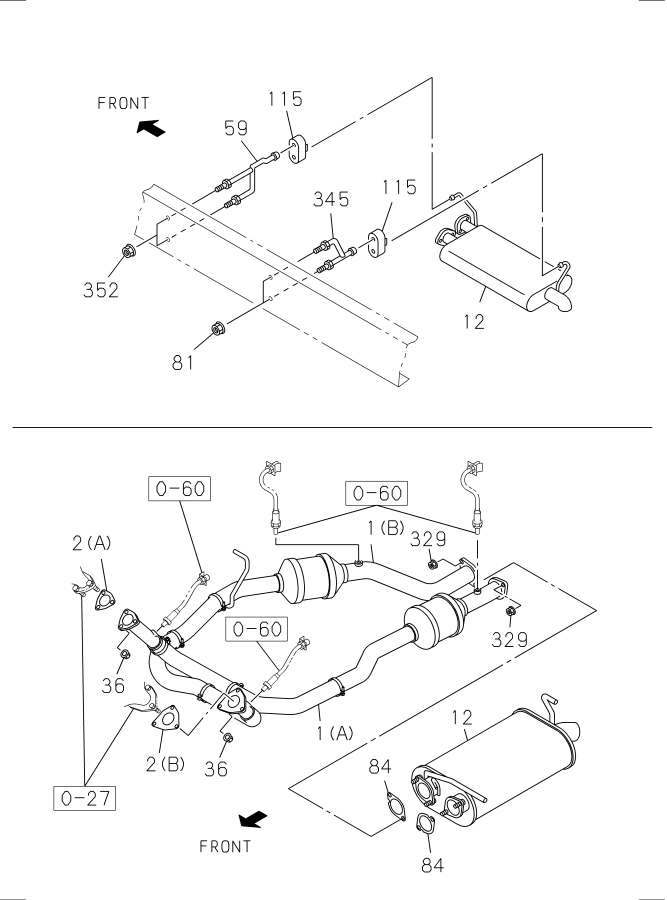 Diagram EXHAUST PIPE AND SILENCER for your Isuzu