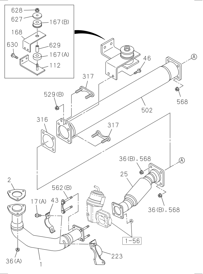 Diagram EXHAUST PIPE AND SILENCER NPR for your Isuzu