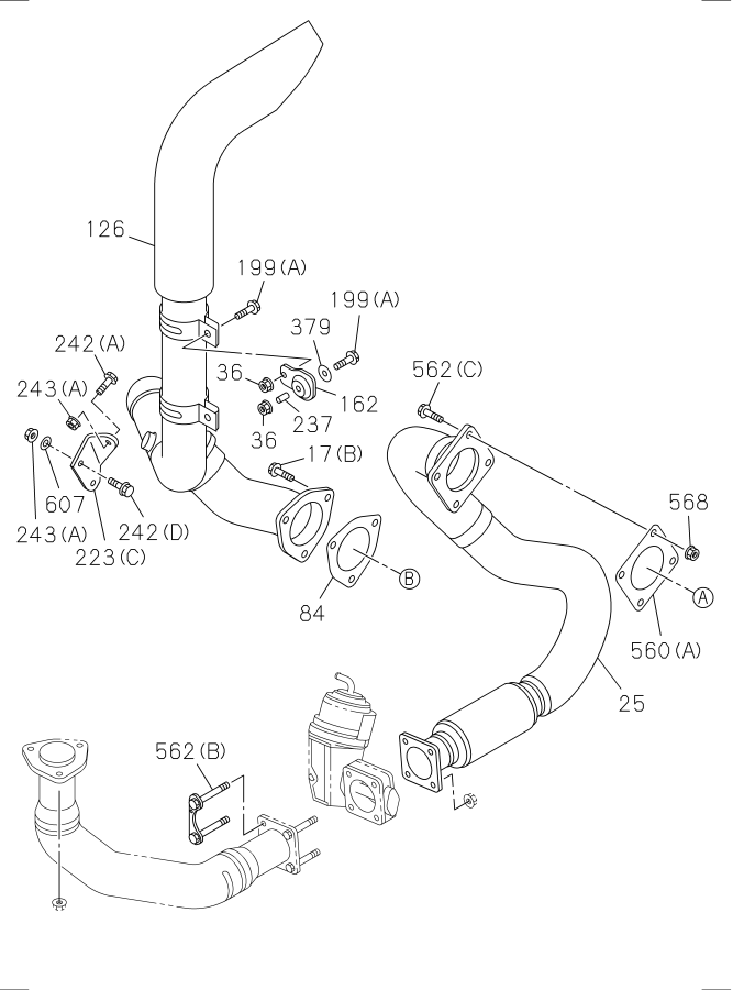 Diagram EXHAUST PIPE AND SILENCER PIO PARTS for your 2016 Isuzu NPR-HD CREW CAB  