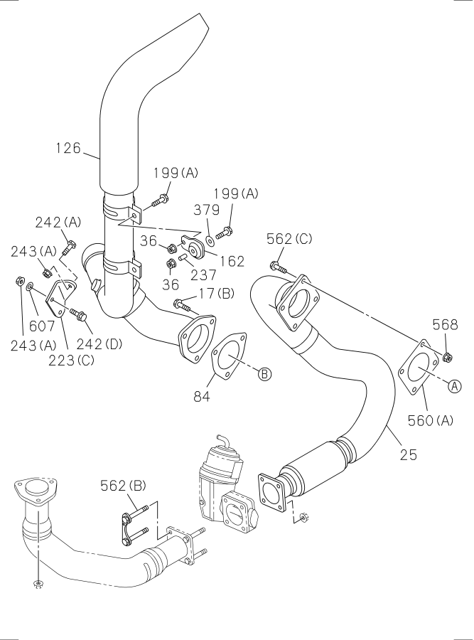 Diagram EXHAUST PIPE AND SILENCER PIO PARTS for your 2019 Isuzu NPR   