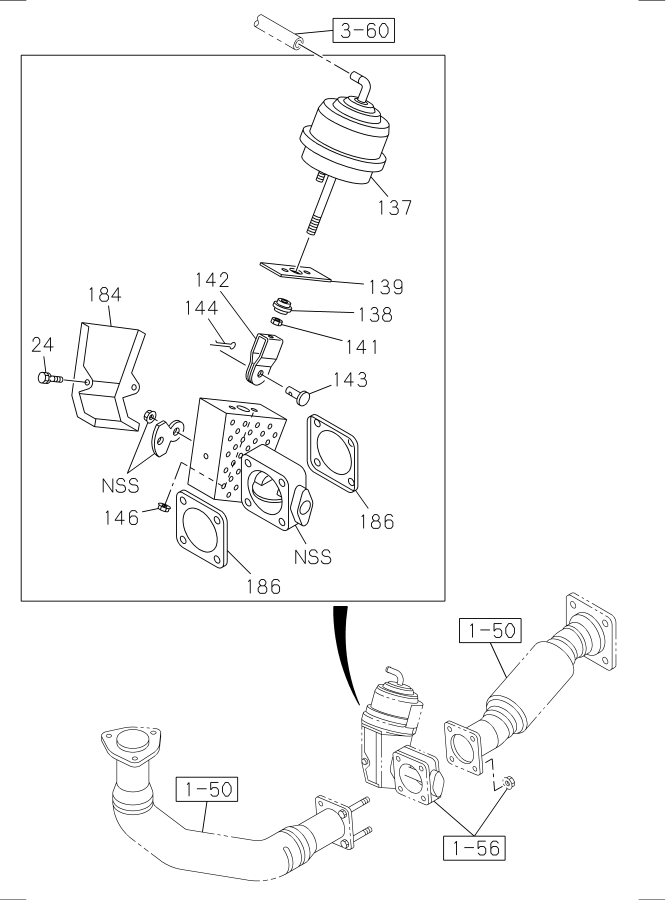 Diagram EXHAUST BRAKE VALVE AND CONTROL CYLINDER for your Isuzu