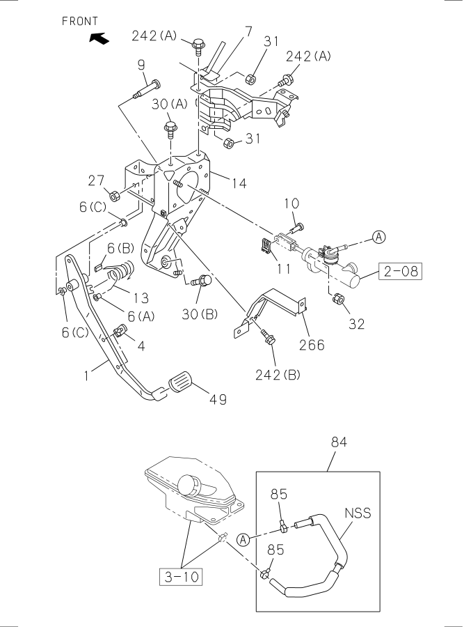 Diagram CLUTCH PEDAL AND CONTROL for your 2011 Isuzu NQR CREW CAB AND SUPERLONG CHASSIS DIESEL 4HK1-TCN (RDQ) 