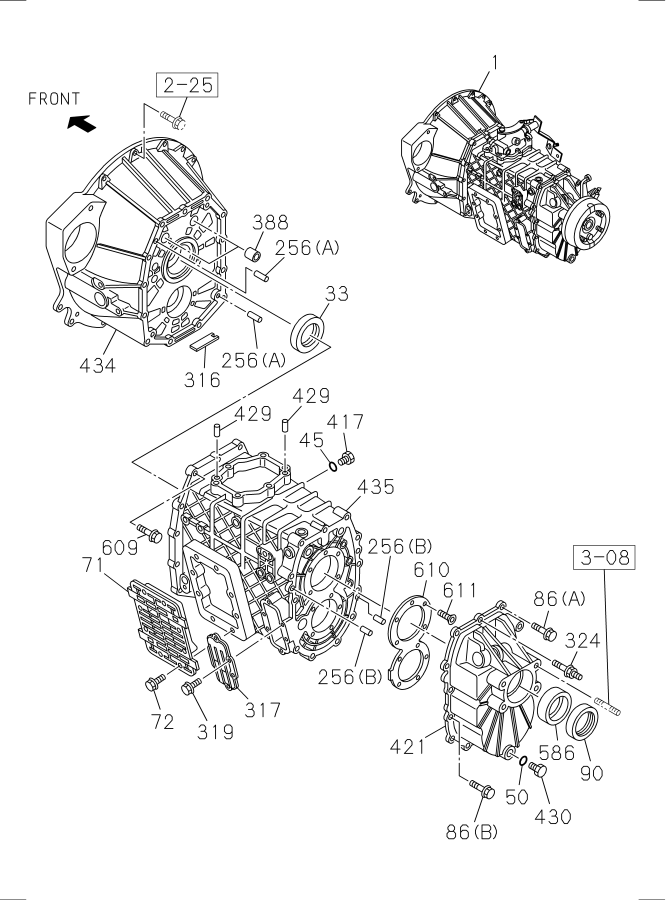 Diagram MANUAL TRANSMISSION ASM AND CASE for your Isuzu