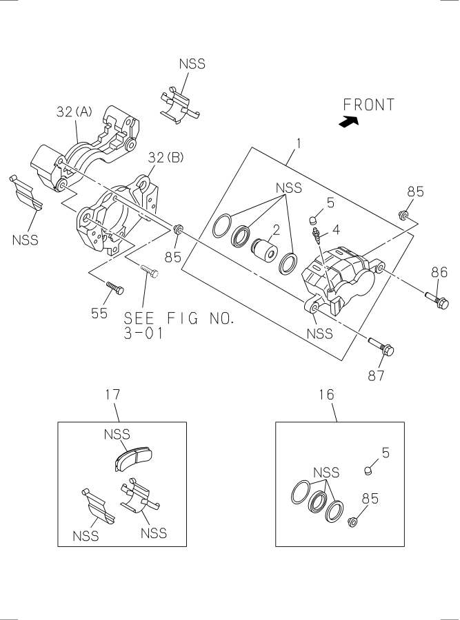 Diagram FRONT DISC BRAKE CALIPER for your Isuzu