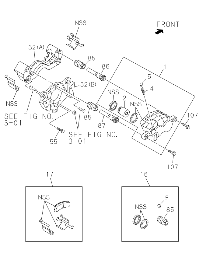 Diagram FRONT DISC BRAKE CALIPER for your 1999 Isuzu NPR-HD   