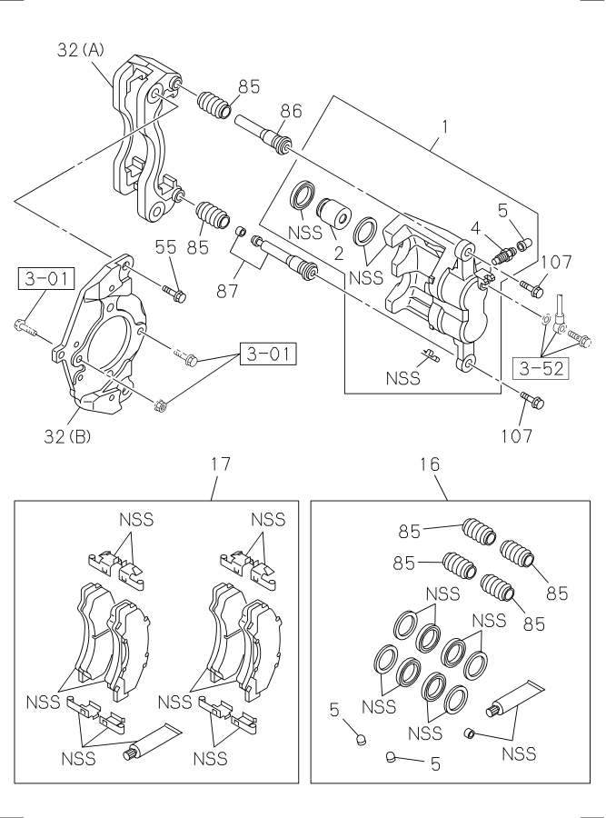 Diagram FRONT DISC BRAKE CALIPER for your 2004 Isuzu NPR   