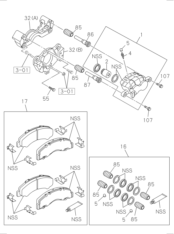 Diagram FRONT DISC BRAKE CALIPER for your 2024 Isuzu NRR   