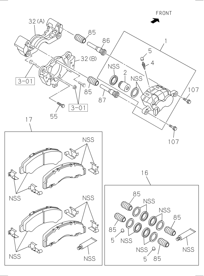 Diagram FRONT DISC BRAKE CALIPER for your Isuzu