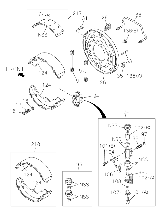 Diagram REAR WHEEL BRAKE for your 1996 Isuzu NQR   