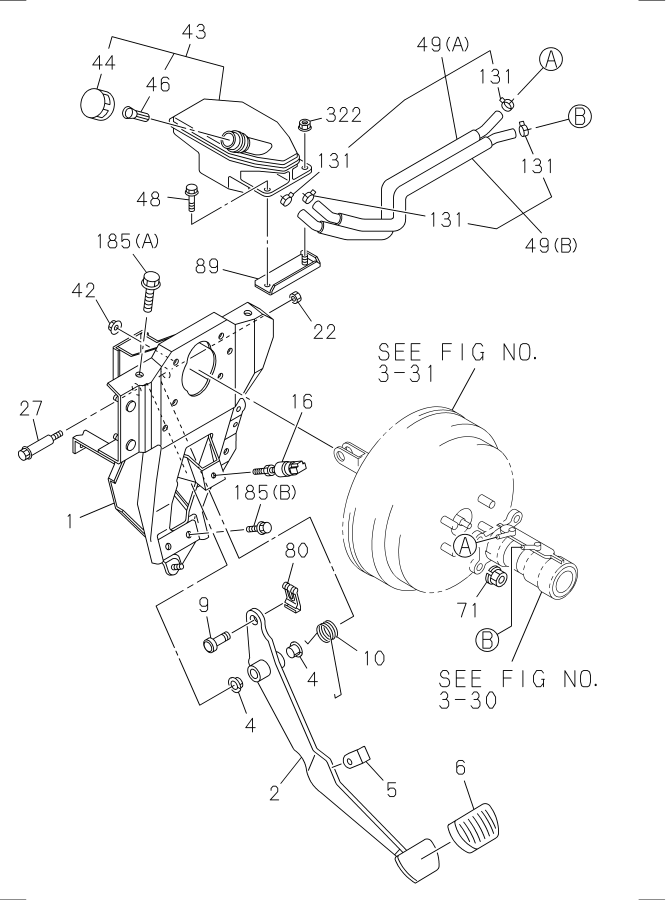 Diagram BRAKE PEDAL AND CONTROL for your 1997 Isuzu NQR   