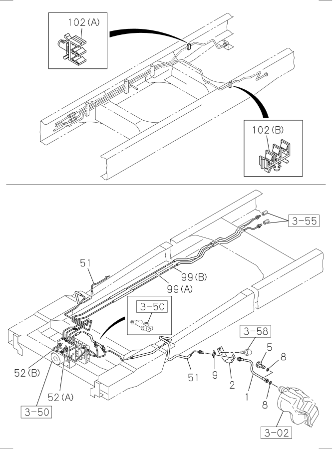 Diagram BRAKE PIPING; OIL,FRONT for your 2005 Isuzu NRR SINGLE CAB AND MIDDLE CHASSIS  