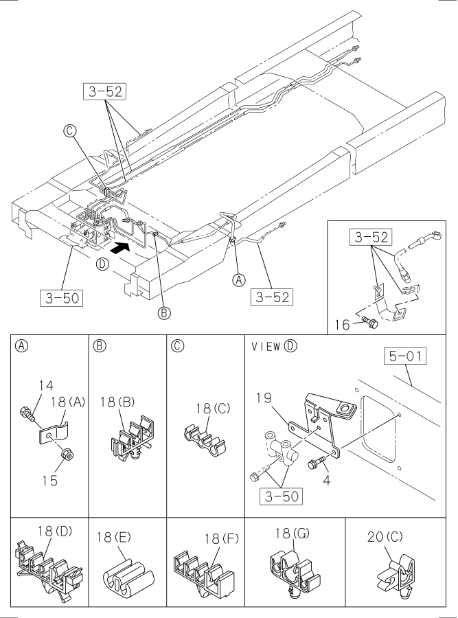 Diagram FIXING PARTS; OIL PIPING for your Isuzu NPR-XD  