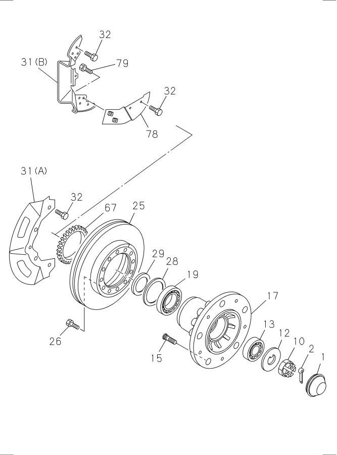 Diagram FRONT HUB AND DRUM OR ROTOR for your 1995 Isuzu NPR-HD   