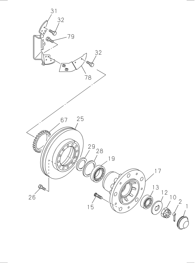 Diagram FRONT HUB AND DRUM OR ROTOR for your Isuzu