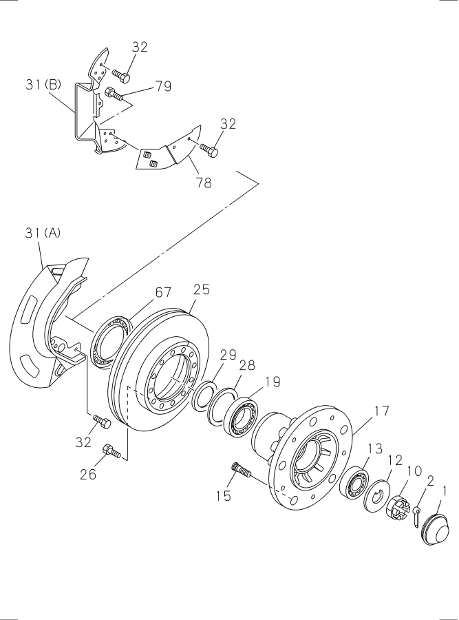 Diagram FRONT HUB AND DRUM OR ROTOR for your 2001 Isuzu NPR DOUBLE CAB AND LONG CHASSIS  