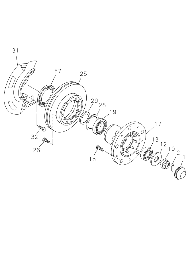 Diagram FRONT HUB AND DRUM OR ROTOR for your 2001 Isuzu NPR DOUBLE CAB AND LONG CHASSIS  