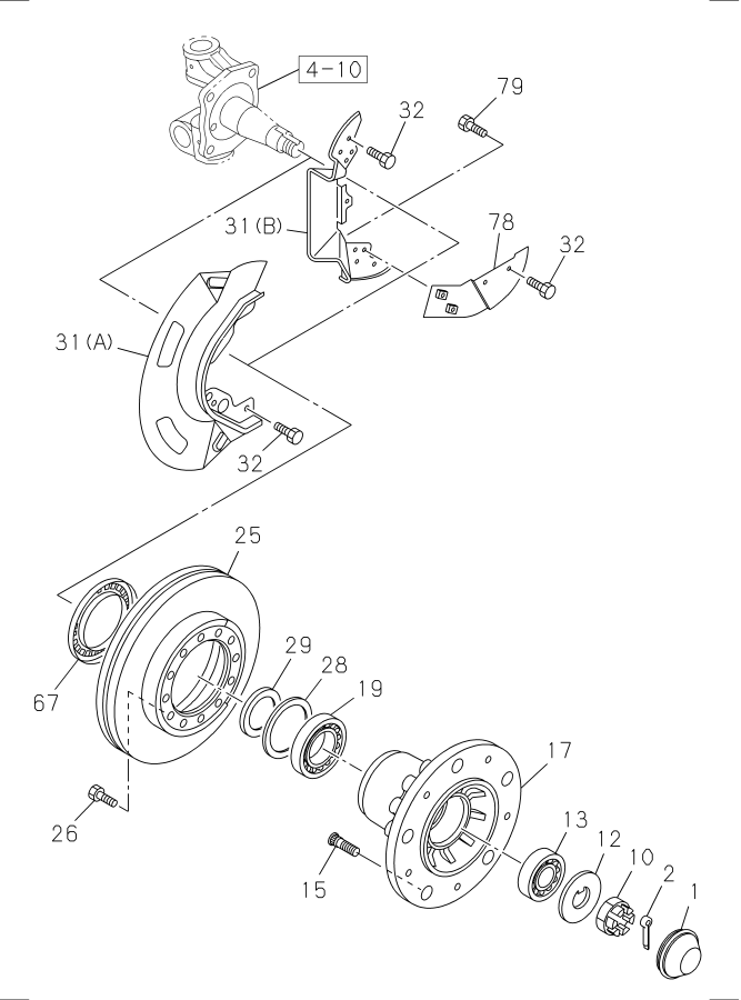 Diagram FRONT HUB AND DRUM OR ROTOR for your Isuzu