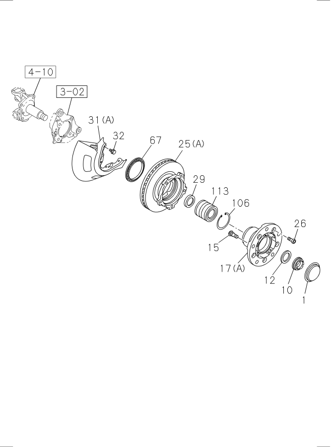 Diagram FRONT HUB AND DRUM OR ROTOR for your Isuzu