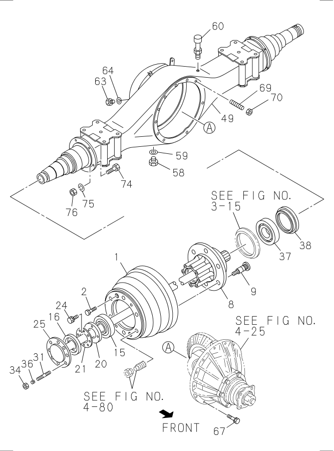 Diagram REAR AXLE CASE AND SHAFT for your 2008 Isuzu NQR DIESEL 4HK1-TCS (RJS) DOUBLE CAB AND SUPERLONG CHASSIS 