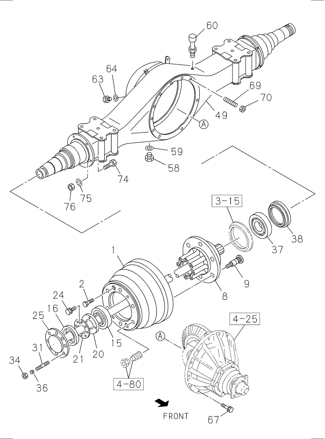 Diagram REAR AXLE CASE AND SHAFT for your 2011 Isuzu NPR   