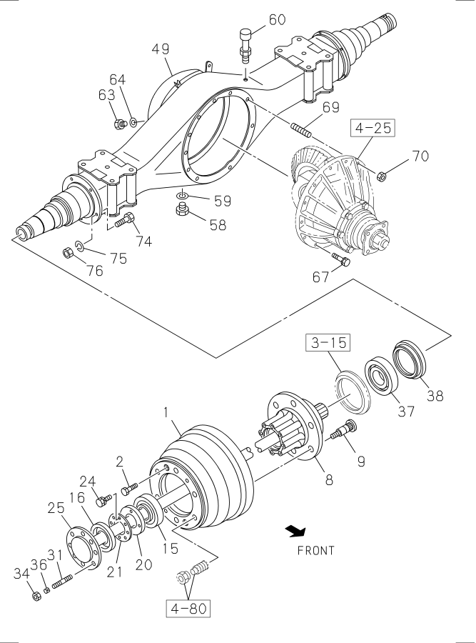 Diagram REAR AXLE CASE AND SHAFT for your Isuzu