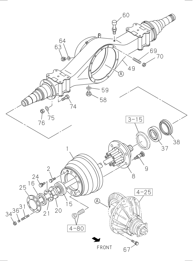 Diagram REAR AXLE CASE AND SHAFT for your 2013 Isuzu NPR-HD   