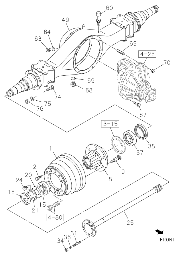 Diagram REAR AXLE CASE AND SHAFT for your 2023 Isuzu NPR-HD   