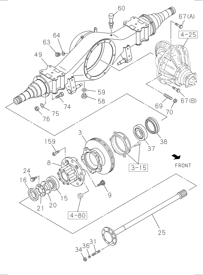 Diagram REAR AXLE CASE AND SHAFT for your 2001 Isuzu NPR   