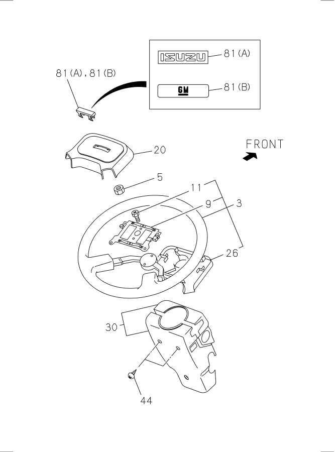 Diagram STEERING WHEEL AND COWL for your 2004 Isuzu NPR SINGLE CAB AND SHORT CHASSIS GAS V8 (LQ4) 