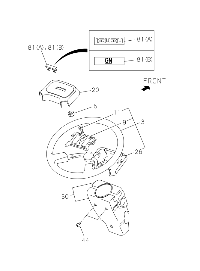 Diagram STEERING WHEEL AND COWL for your 2025 Isuzu NPR   