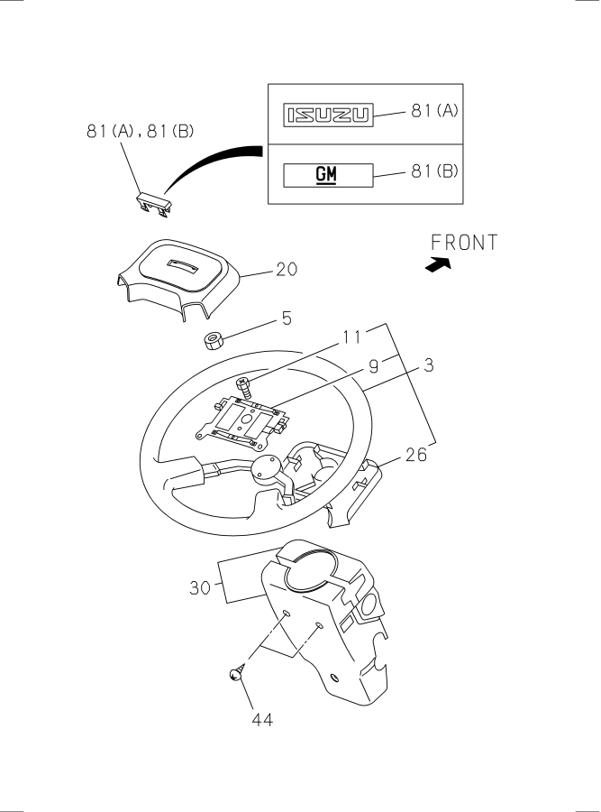 Diagram STEERING WHEEL AND COWL for your 2004 Isuzu NPR SINGLE CAB AND SHORT CHASSIS DIESEL 4HE1 (RLY) 