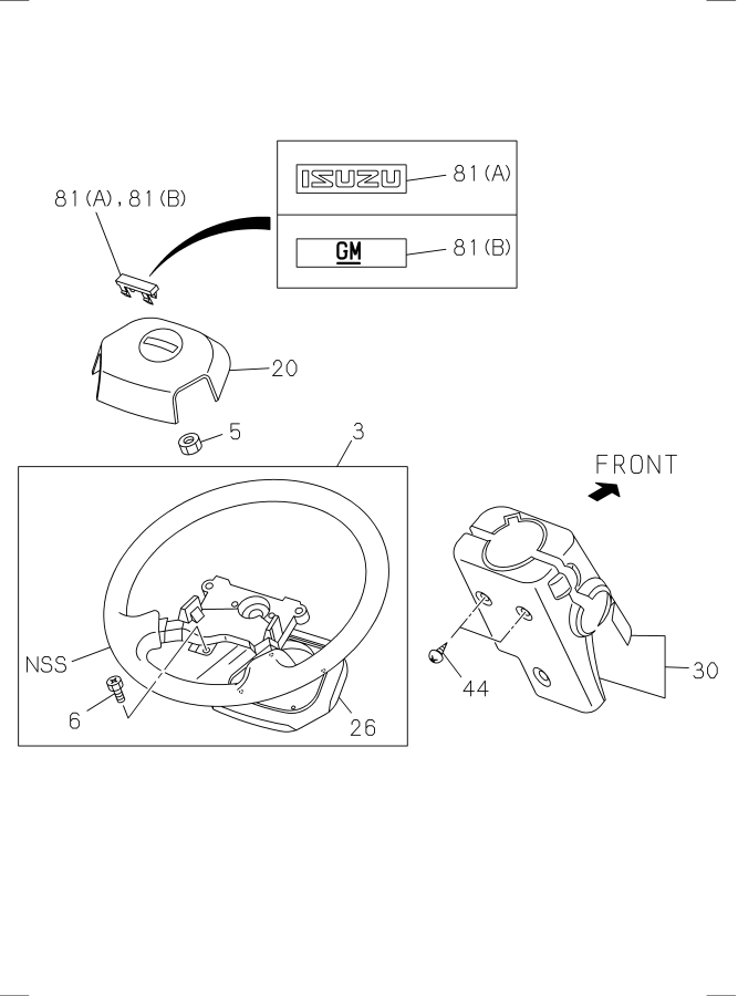 Diagram STEERING WHEEL AND COWL for your 2005 Isuzu NPR   