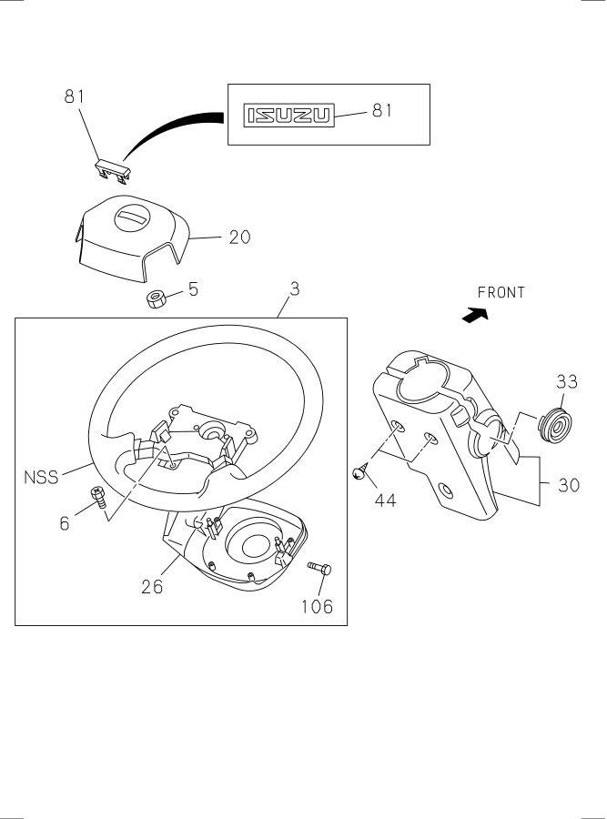 Diagram STEERING WHEEL AND COWL for your 2017 Isuzu NPR   