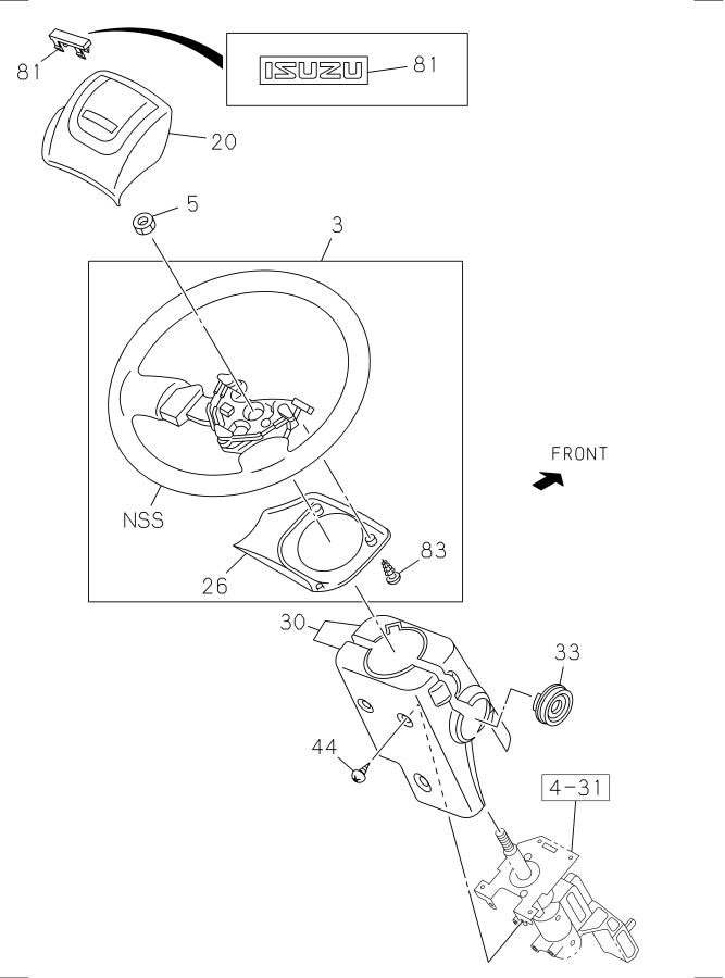 Diagram STEERING WHEEL AND COWL for your 2022 Isuzu NPR   