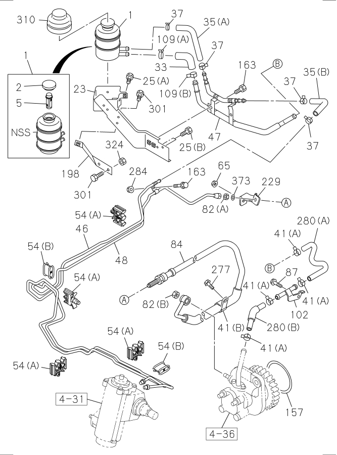 Diagram POWER STEERING CONTROL; CHASSIS SIDE for your Isuzu