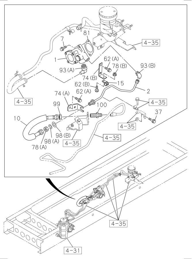 Diagram POWER STEERING CONTROL; ENGINE SIDE for your Isuzu