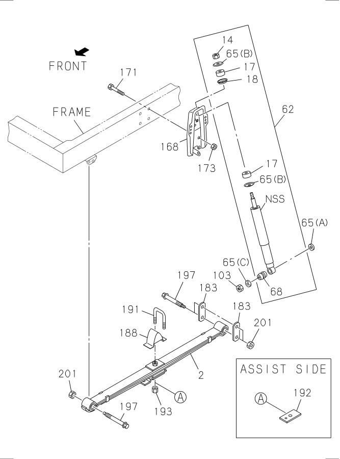 Diagram FRONT SUSPENSION for your 2008 Isuzu NQR DIESEL 4HK1-TCS (RJS) SINGLE CAB AND SUPERLONG CHASSIS 