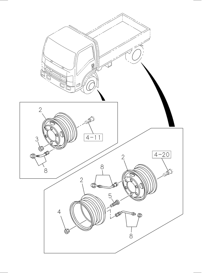 Diagram ROAD WHEEL for your 2001 Isuzu NPR-HD   