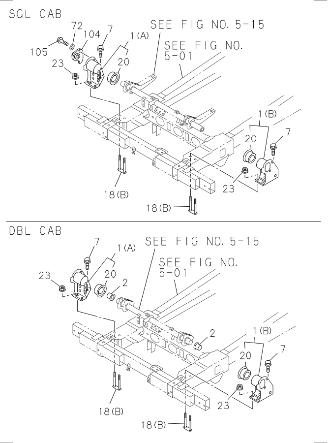 Diagram CAB MOUNTING; FRAME SIDE for your 1996 Isuzu